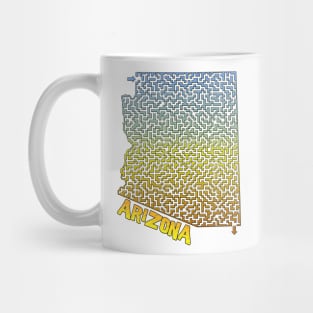 Arizona State Outline Desert Themed Maze & Labyrinth Mug